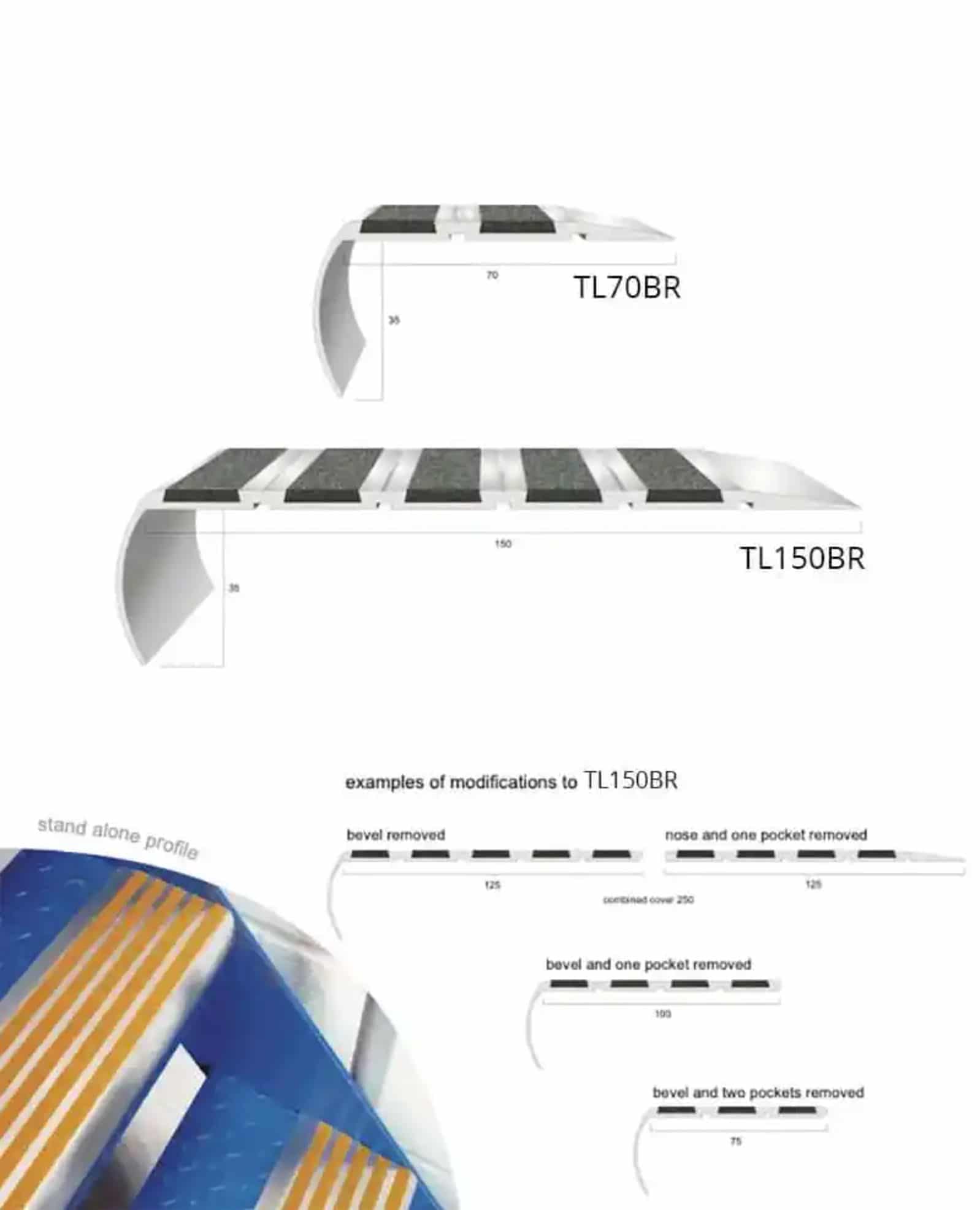 Profile option examples Stand Alone Nosing and Tread Range